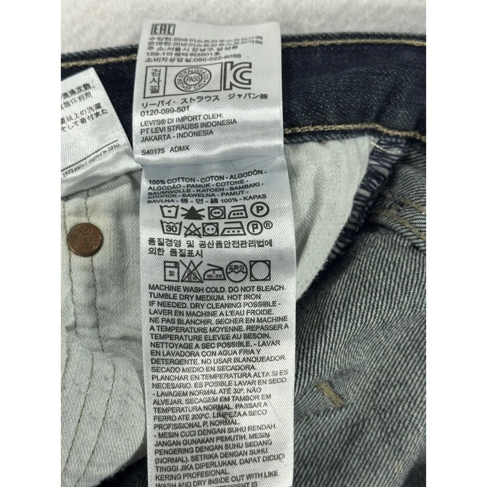 Levis 501 Jeans Men 34x32 Button Fly Dark Wash‎ Blue Denim Straight Original Fit